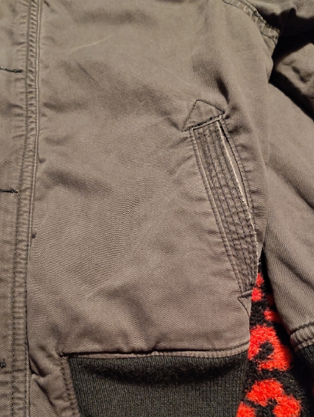Abercrombie & Fitch Charcoal Gray Bomber Jacket with Shearling Trim - Picture 4 of 8